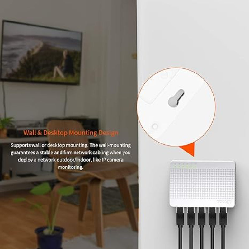 🌐 Tenda S105 5-Port Fast Ethernet Switch – 10/100Mbps Unmanaged Desktop Network Splitter | Compact Plug & (Low Power)