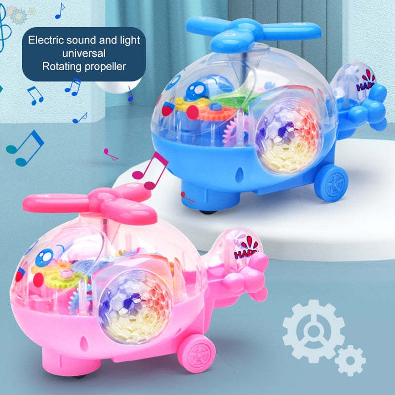 🚁 Transparent Gear Helicopter Toy with Lights & Music – Interactive Flying Helicopter for Kids | Educational STEM Play Gadget