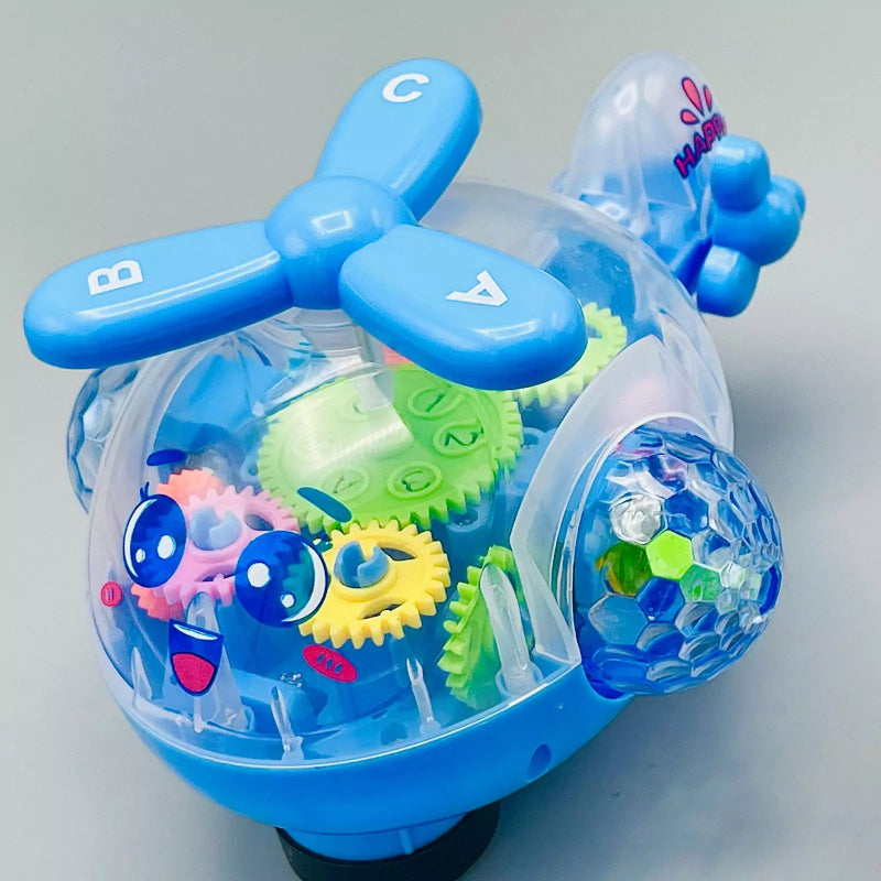 🚁 Transparent Gear Helicopter Toy with Lights & Music – Interactive Flying Helicopter for Kids | Educational STEM Play Gadget