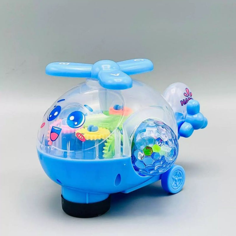 🚁 Transparent Gear Helicopter Toy with Lights & Music – Interactive Flying Helicopter for Kids | Educational STEM Play Gadget
