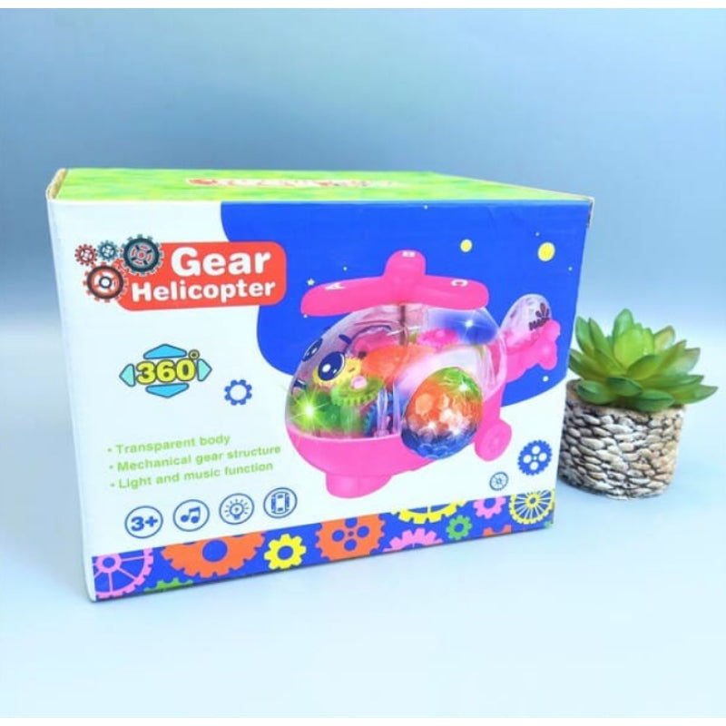 🚁 Transparent Gear Helicopter Toy with Lights & Music – Interactive Flying Helicopter for Kids | Educational STEM Play Gadget