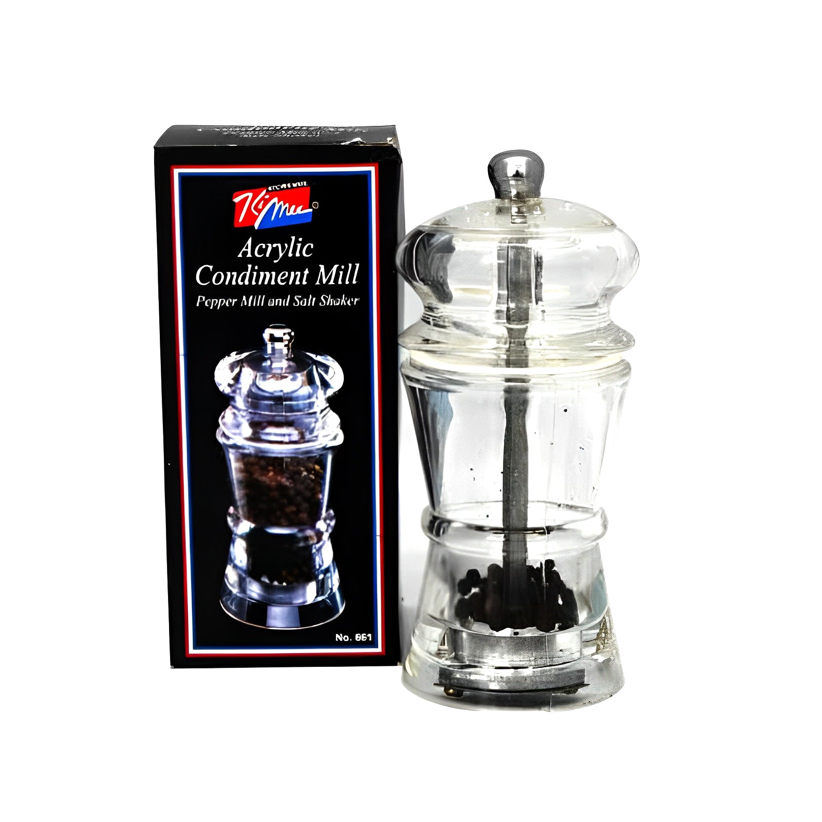 🧂 Acrylic Condiment Grinder Set – Salt & Pepper Mill Shaker (Model 661) | Modern Kitchen Seasoning Tool