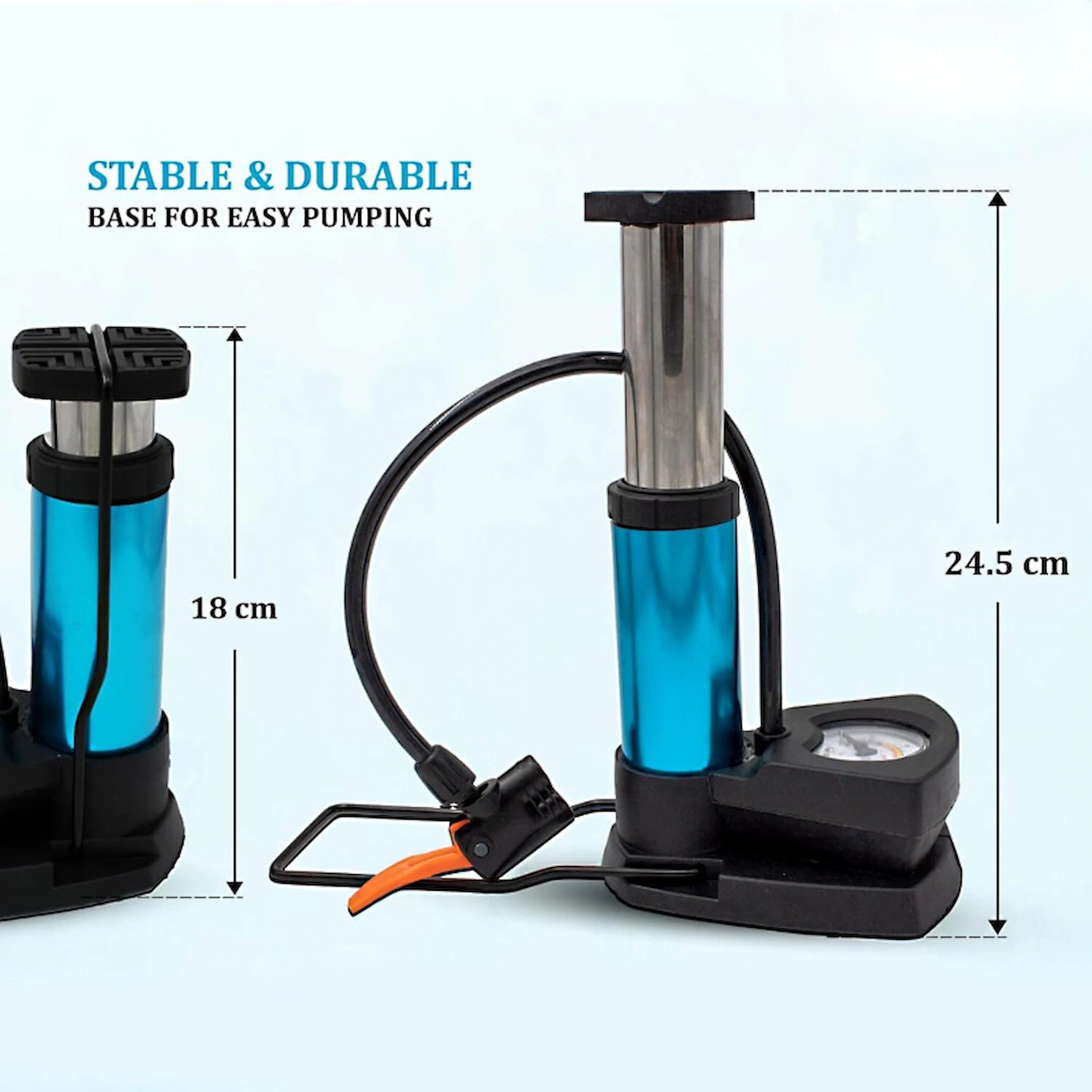 🚲 Mini Foot Pump with Pressure Gauge – High-Pressure Portable Air Pump for Bikes, Cars & Balls | Durable Emergency Inflator Tool