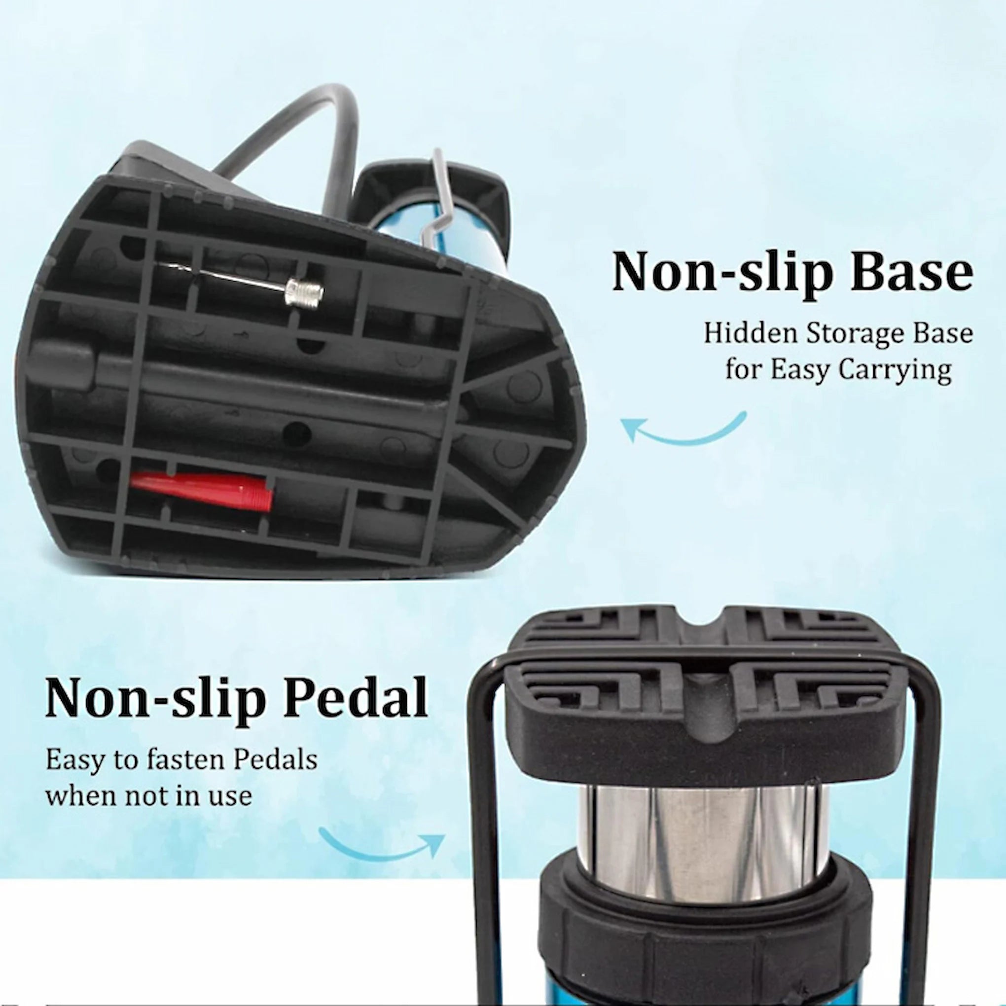 🚲 Mini Foot Pump with Pressure Gauge – High-Pressure Portable Air Pump for Bikes, Cars & Balls | Durable Emergency Inflator Tool
