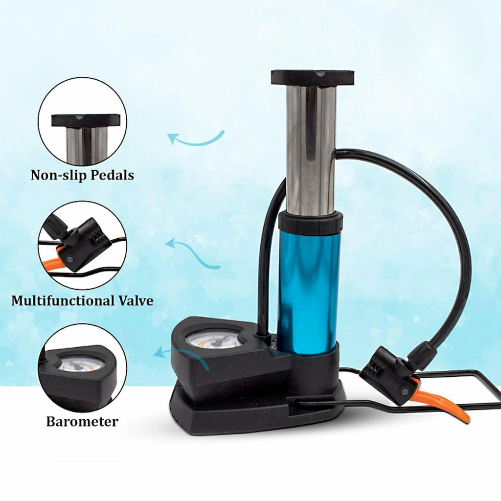 🚲 Mini Foot Pump with Pressure Gauge – High-Pressure Portable Air Pump for Bikes, Cars & Balls | Durable Emergency Inflator Tool