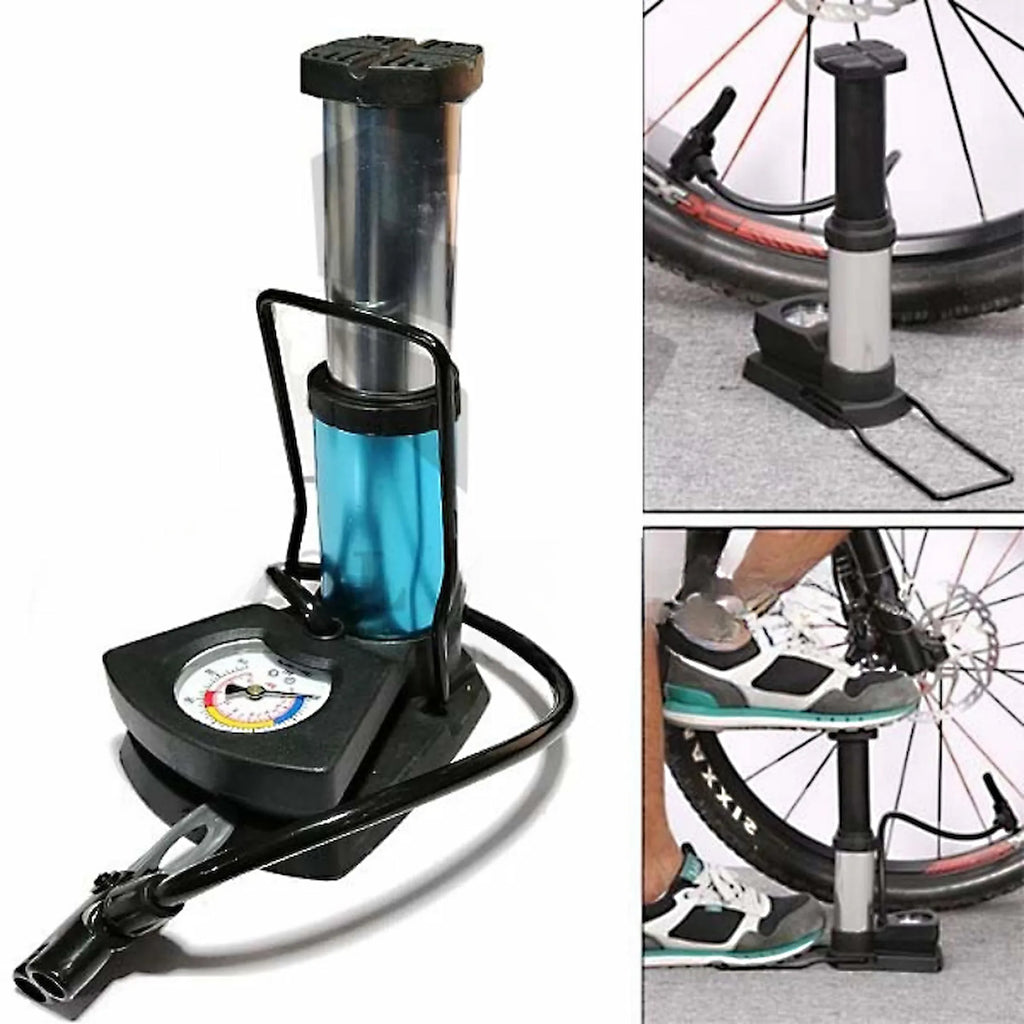 🚲 Mini Foot Pump with Pressure Gauge – High-Pressure Portable Air Pump for Bikes, Cars & Balls | Durable Emergency Inflator Tool
