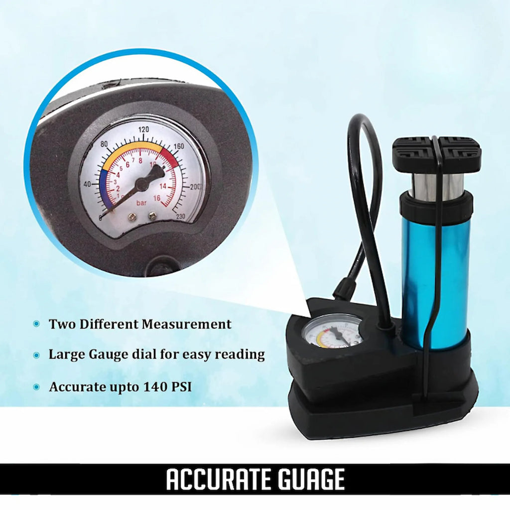 🚲 Mini Foot Pump with Pressure Gauge – High-Pressure Portable Air Pump for Bikes, Cars & Balls | Durable Emergency Inflator Tool