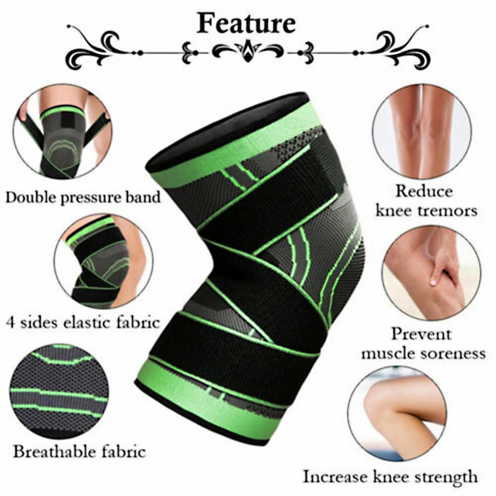 🦵 3D Compression Knee Support Brace – Adjustable Straps for Pain Relief & Joint Stability | Breathable Knee Support for Sports