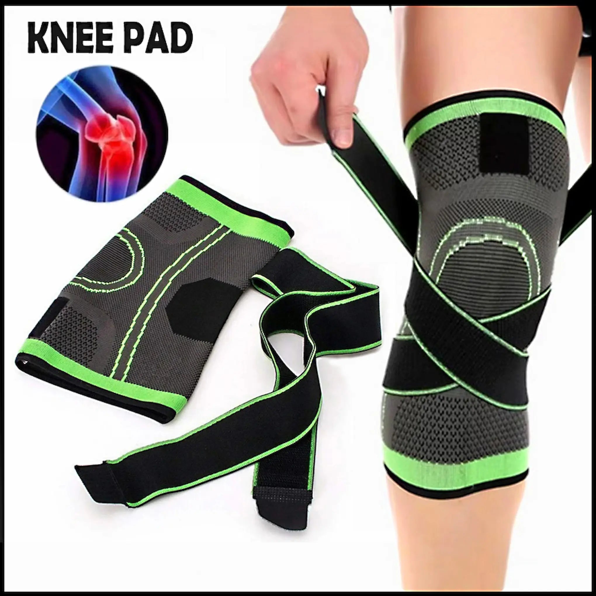 Professional 3D Compression Knee Support Brace with Adjustable Pressure Straps for Men and Women