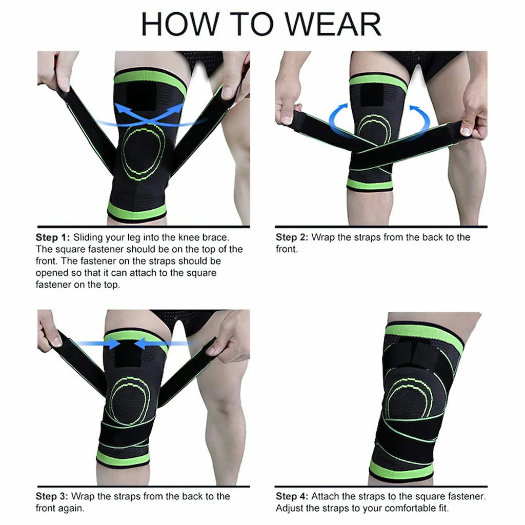 🦵 3D Compression Knee Support Brace – Adjustable Straps for Pain Relief & Joint Stability | Breathable Knee Support for Sports
