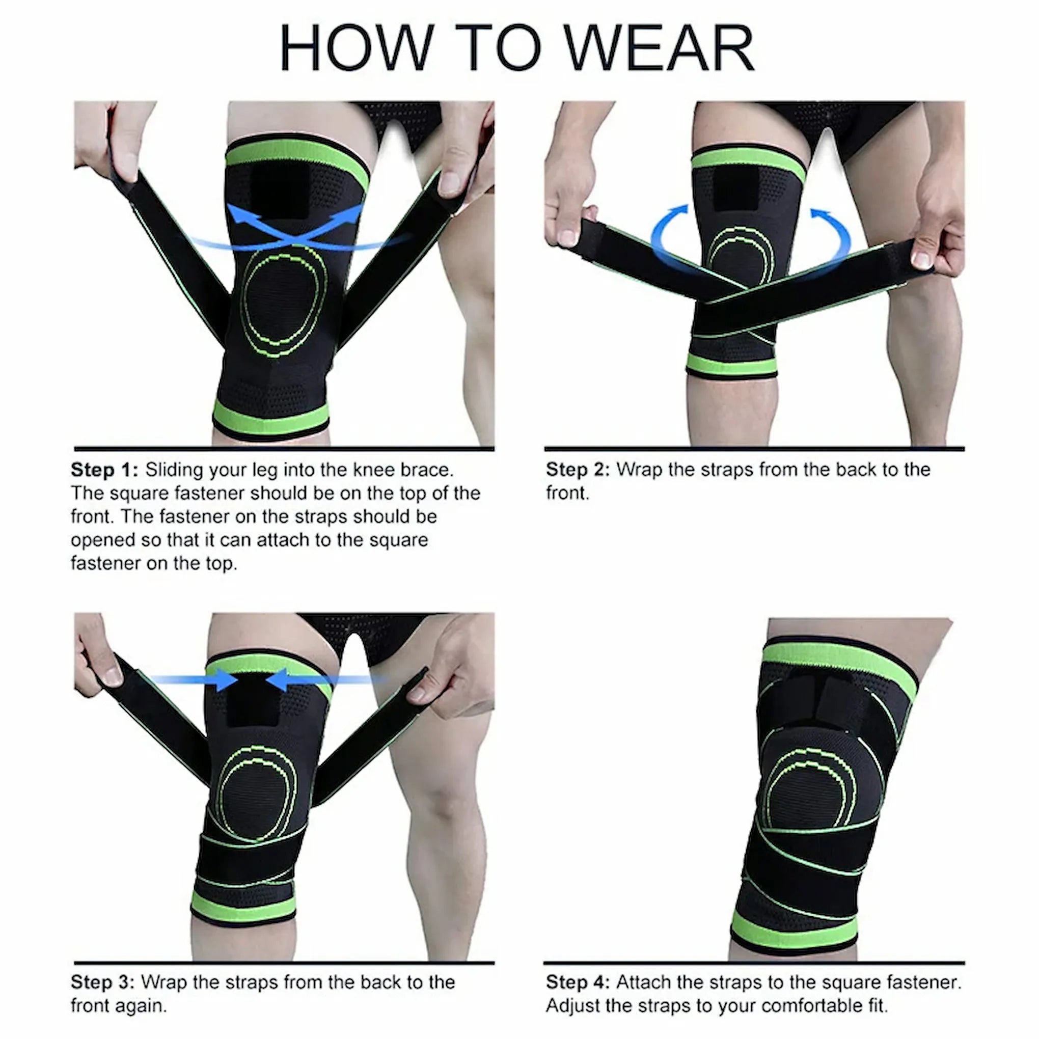 🦵 3D Compression Knee Support Brace – Adjustable Straps for Pain Relief & Joint Stability | Breathable Knee Support for Sports