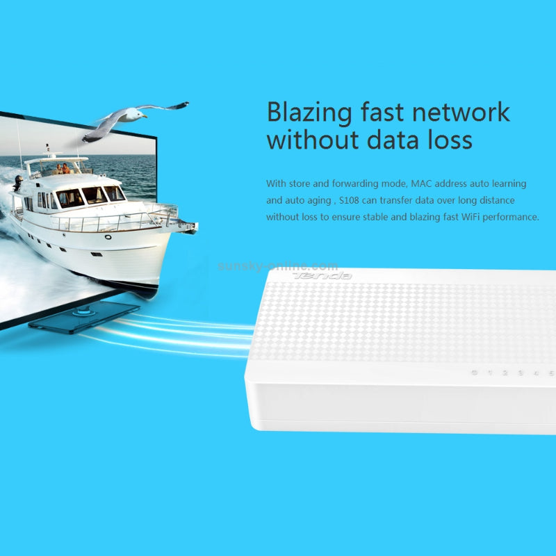 🌐 Tenda S108 8-Port Fast Ethernet Switch – 10/100Mbps Desktop Network Hub | Plug & Play Easy Setup