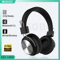 🎧 SODO SD-1001 Wireless Bluetooth Headphones – Foldable Over-Ear Design | FM Radio + TF Card + AUX + Hi-Fi Stereo