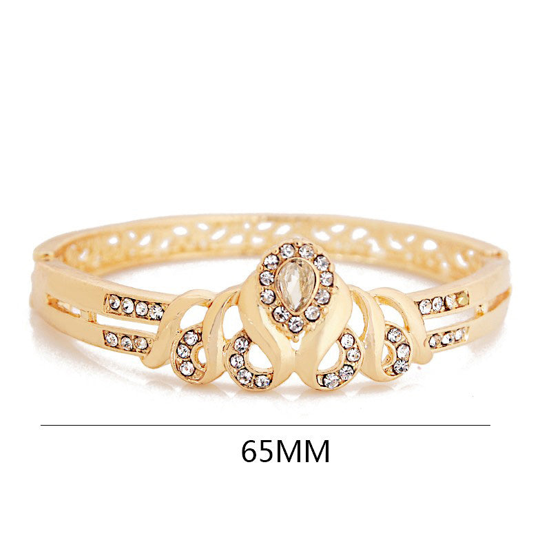 💎 Elegant African Bridal Jewelry Set – Gold-Plated CZ Crystal 4-Piece Set | Necklace, Earrings, Bracelet & Ring Wedding Collection