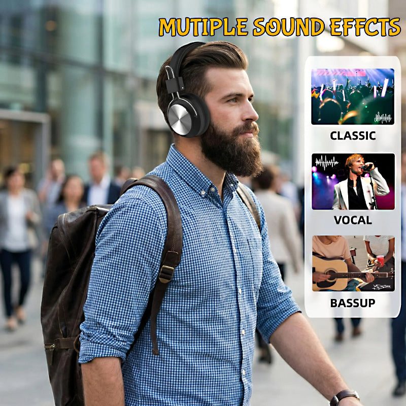 🎧 SODO SD-1001 Wireless Bluetooth Headphones – Foldable Over-Ear Design | FM Radio + TF Card + AUX + Hi-Fi Stereo