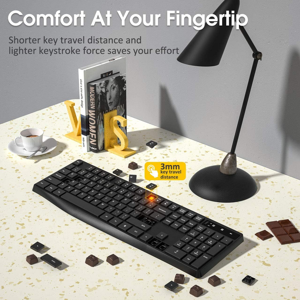 ⌨️ PC230A Wireless Keyboard – 2.4GHz Slim USB Keyboard | Silent Keys + Ergonomic Design + Long Battery Life
