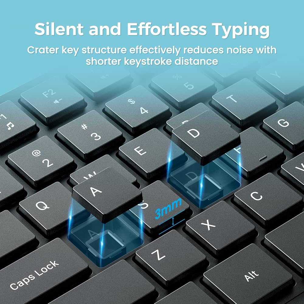 ⌨️ PC230A Wireless Keyboard – 2.4GHz Slim USB Keyboard | Silent Keys + Ergonomic Design + Long Battery Life