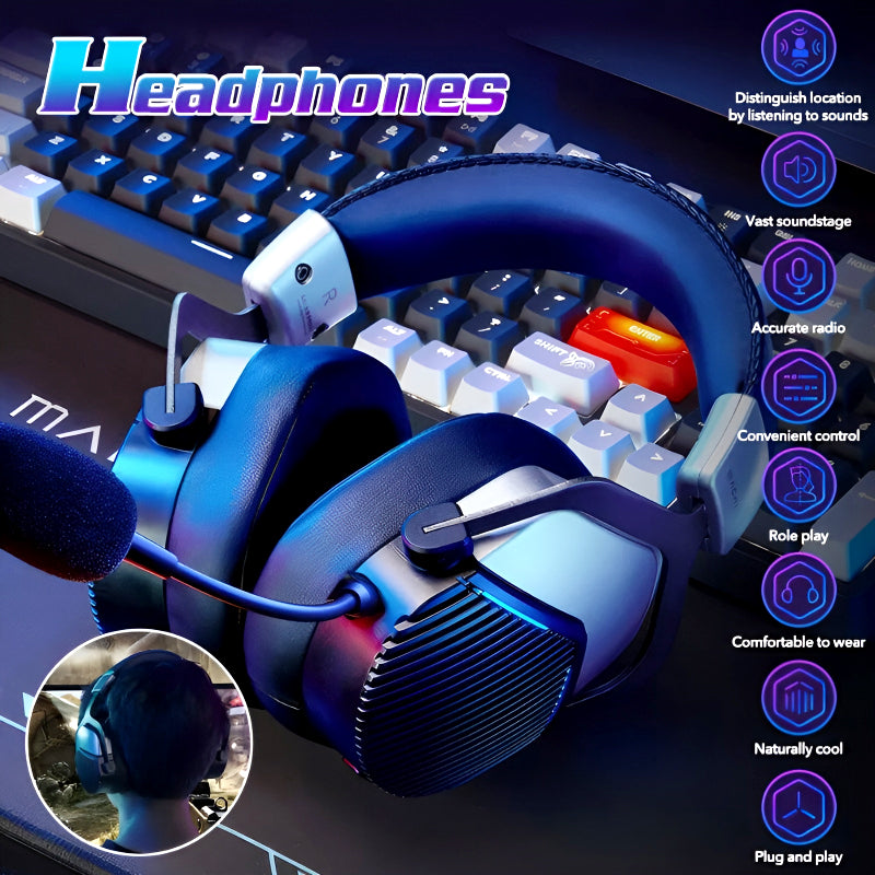 🎧 Machenike GH601 RGB Gaming Headset – 7.1 Surround Sound + 50mm Drivers | Noise Cancelling Mic + USB Wired