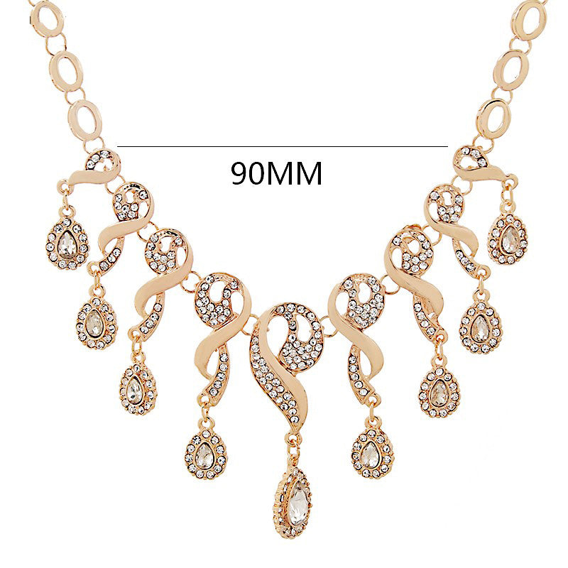 💎 Elegant African Bridal Jewelry Set – Gold-Plated CZ Crystal 4-Piece Set | Necklace, Earrings, Bracelet & Ring Wedding Collection