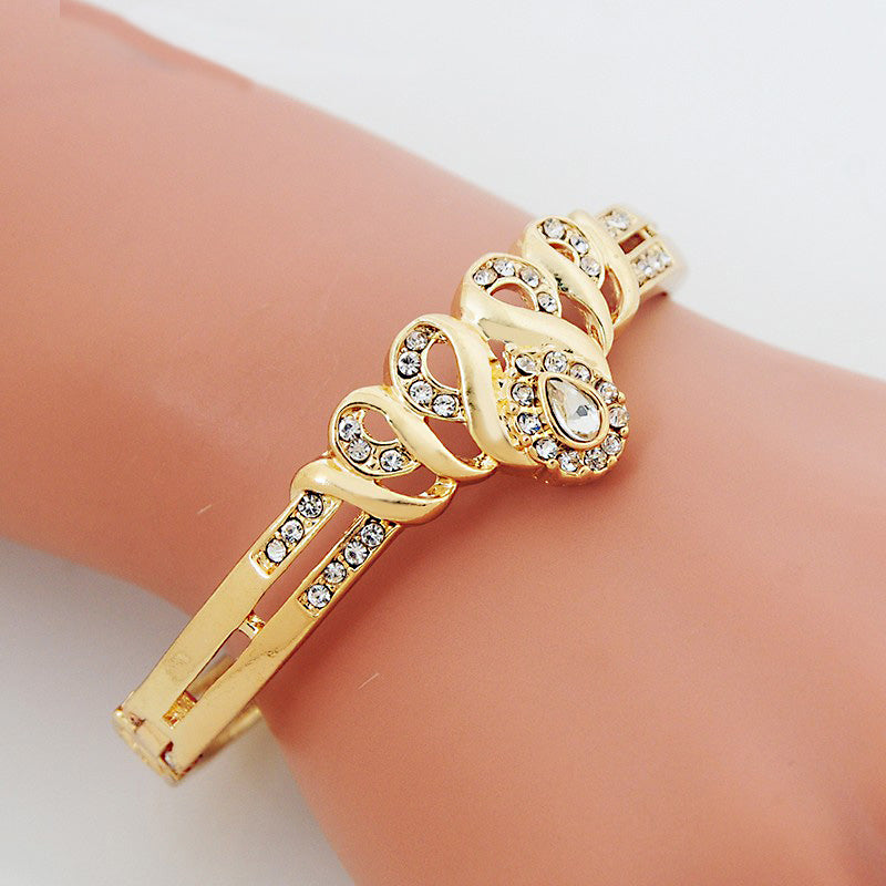 💎 Elegant African Bridal Jewelry Set – Gold-Plated CZ Crystal 4-Piece Set | Necklace, Earrings, Bracelet & Ring Wedding Collection
