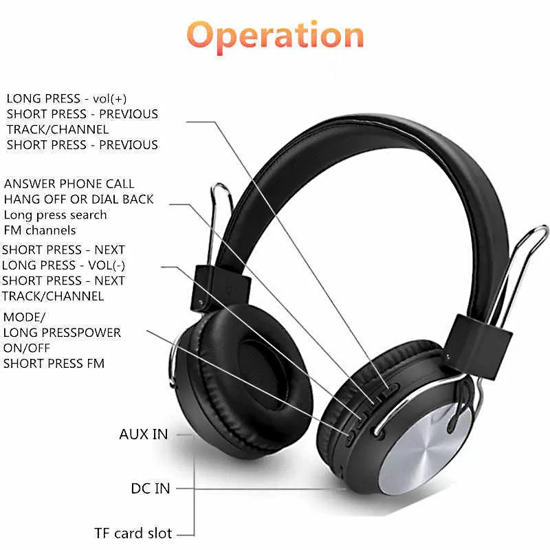 🎧 SODO SD-1001 Wireless Bluetooth Headphones – Foldable Over-Ear Design | FM Radio + TF Card + AUX + Hi-Fi Stereo